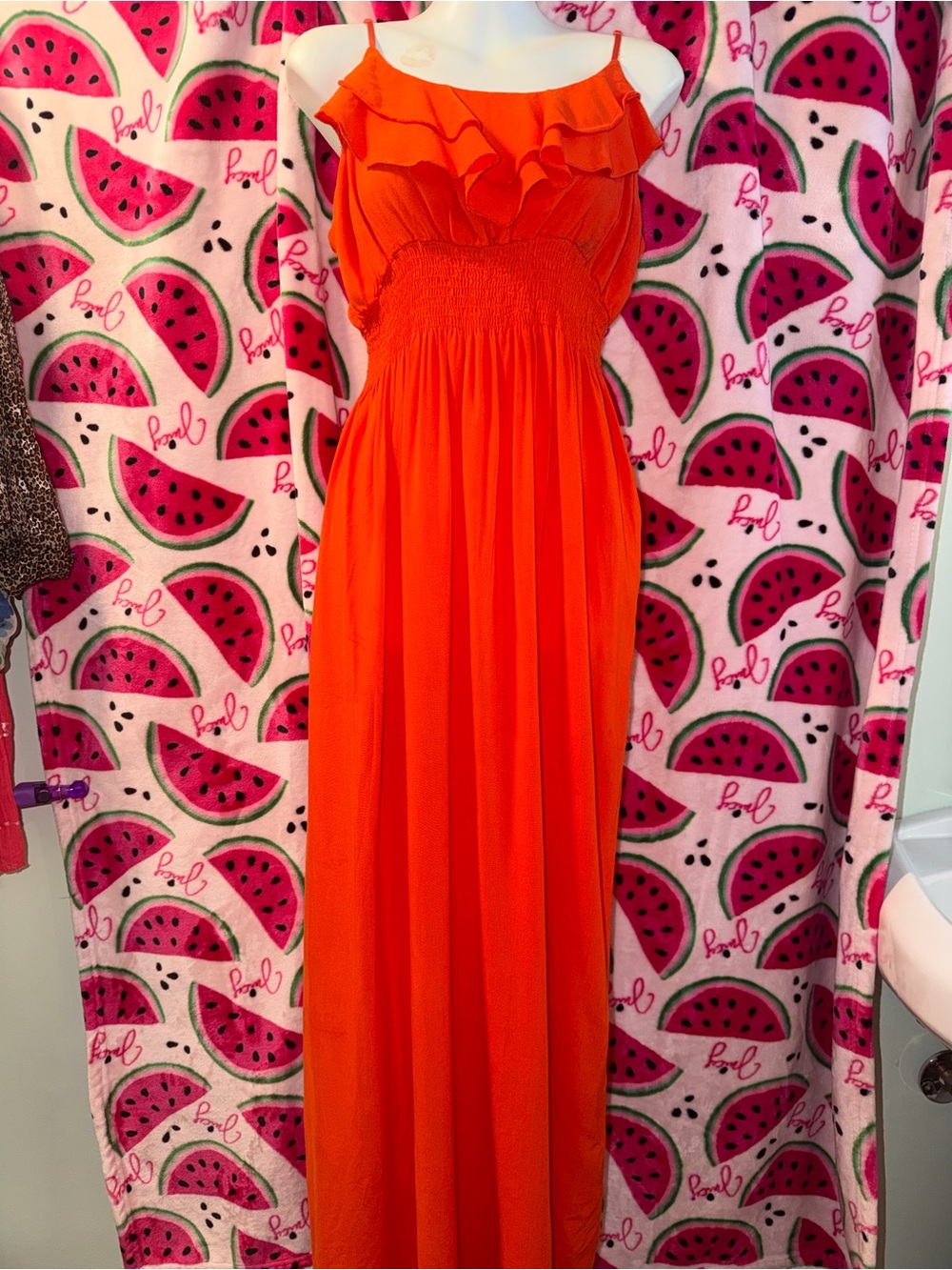 🧡 Body Central Ruffle Detail Maxi Dress